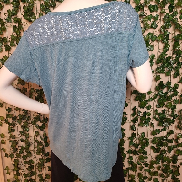 Bleu Gray Women's Turquoise Lace Crochet Tee size XXL - Picture 4 of 14